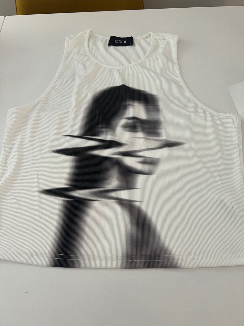 CIDER brand fitted white crop tank top - fitted